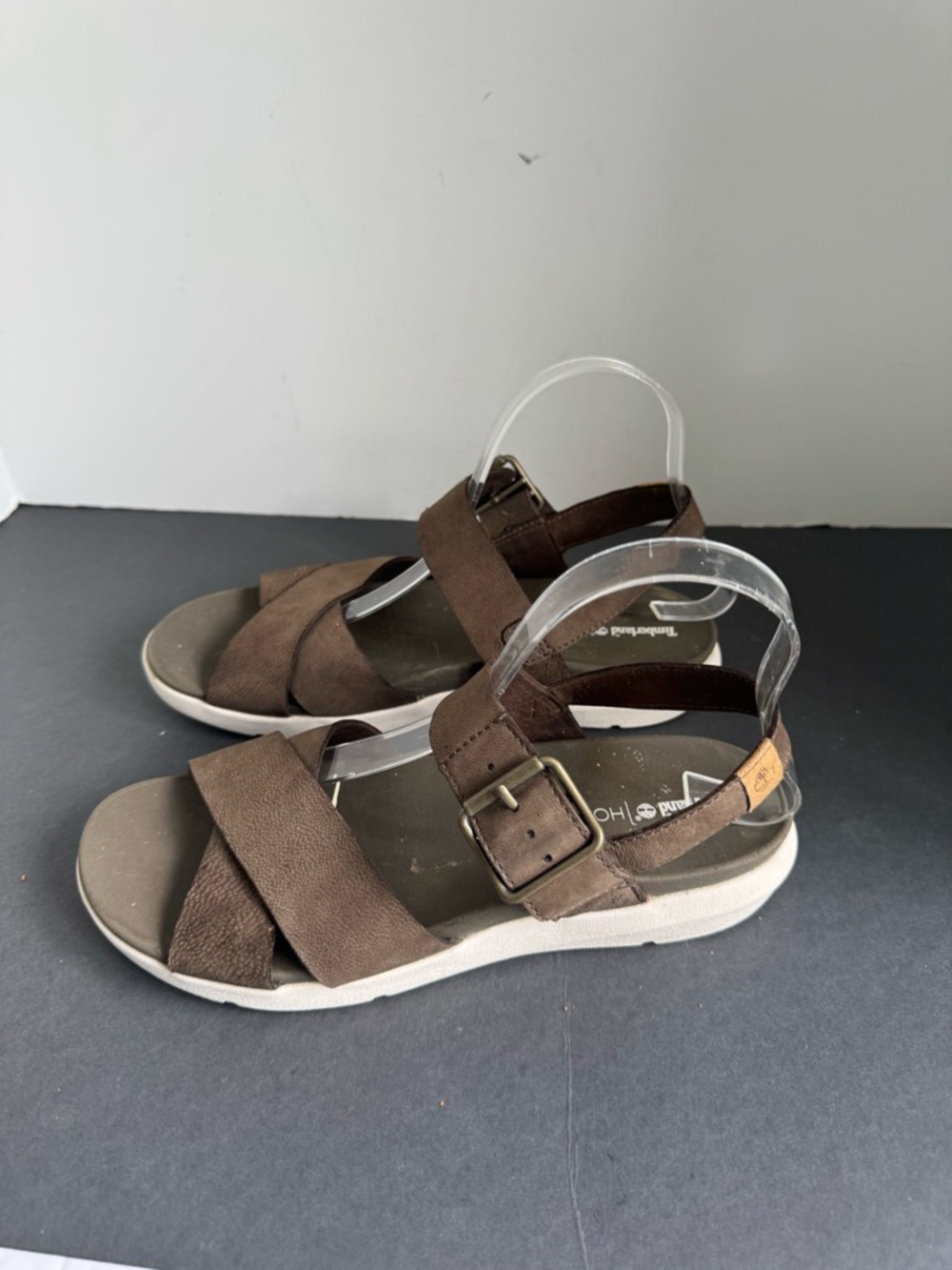 Timberland Women's Wilesport Brown/Green Leather Strap Sandals A1TSW. Size 8 - Picture 4 of 14